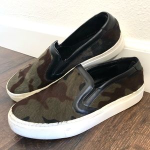 Zara Camo Pony Hair Casual Slip On Sneakers